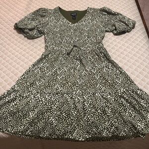 Olive and White Dress